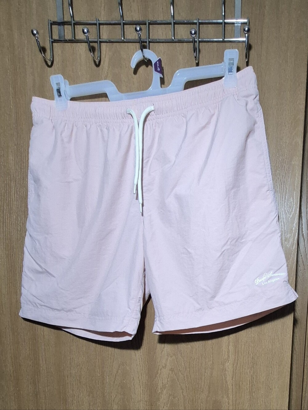 Pacsun Pasifik Sunwear Los Angeles Pale Pink Collegiate 6.5" Swim Trunks Large